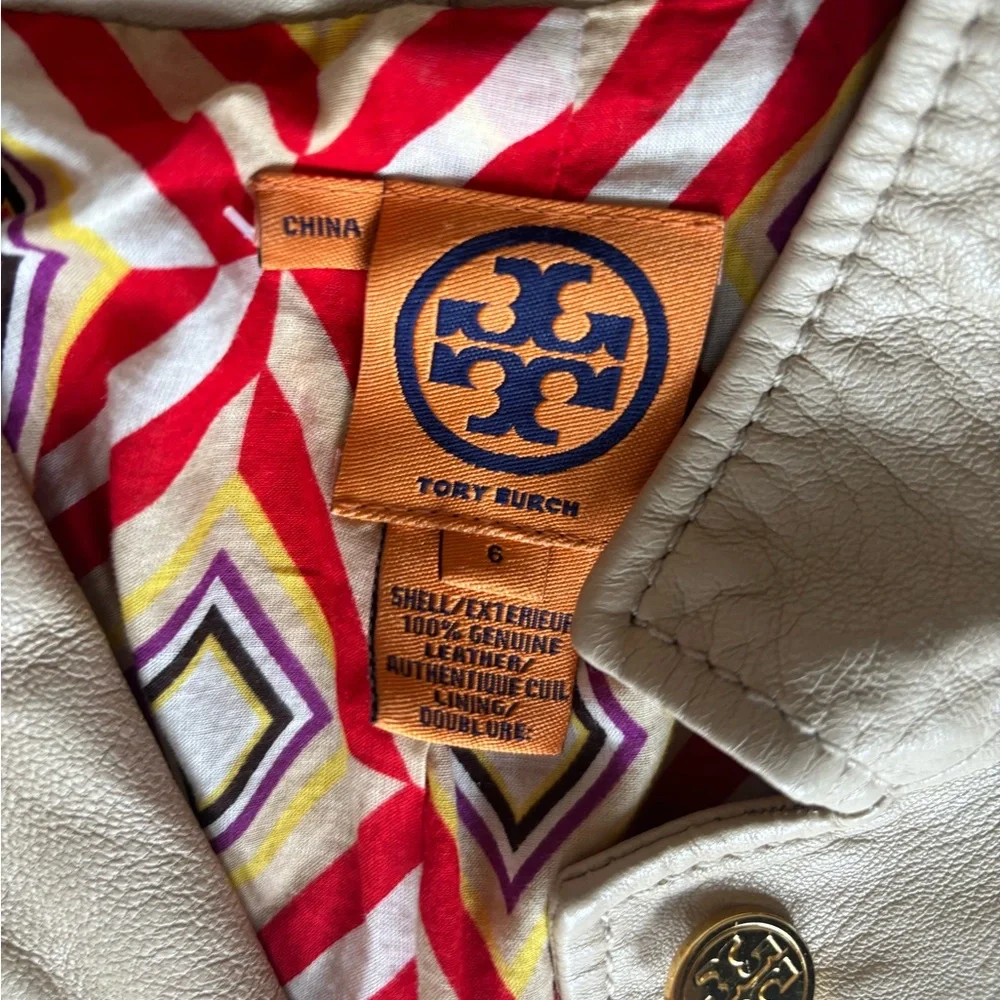 Tory Burch Cream Leather Jacket - Picture 3 of 8
